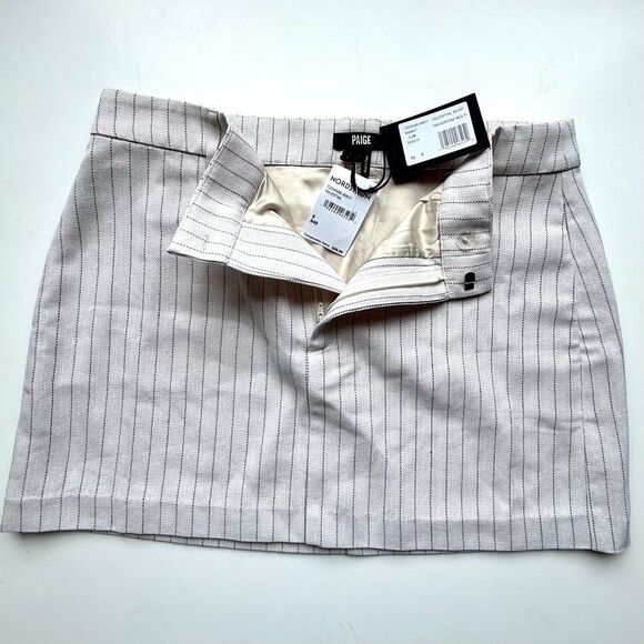NWT Paige Celestial Pinstripes miniskirt Travertine color with stripes Size 8 - Picture 11 of 14